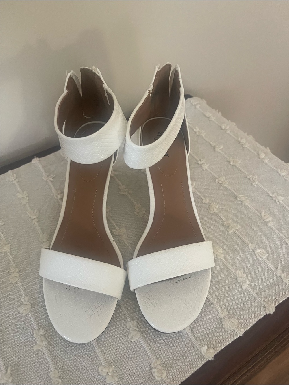Style & Co. White Ankle-Strap Open-Toe Heels